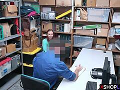 Whoa this redhead teen just got rough smashed by that mall cop