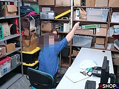 Whoa this redhead teen just got rough smashed by that mall cop