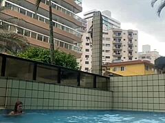 what if he kept rubbing his hard cock on me while flashing in the pool like an exhibitionist