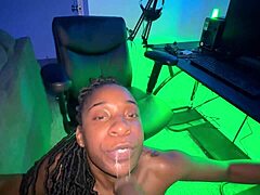 Intense ebony creampie with monster black cock in wet pussy