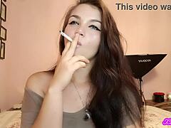 Xo Bunny Brunette Latina With Blue Eyes Smoking And Blowing Smoke In Your Face