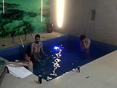 threesome with friends in the motel pool part 2