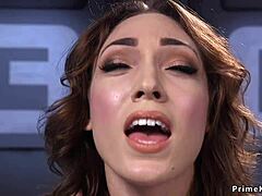 Natural And Stunning Brunette Fucks Machine With Dildo And Vibrator Insertion