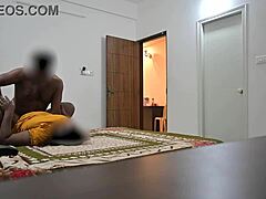 Indian couple engages secretly while maid watches nearby