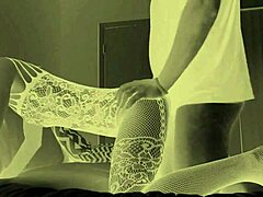 Watch this ebony amateur take that interracial creampie at night!