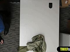 Geeky Cute Shoplifter Gets Rough Doggystyle On CCTV!