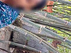 Suggestive Village Girl Bathing in Rural Country Ranch Setting