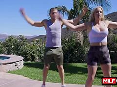 Busty Blonde Milf Trainer Rachael Cavalli Seduces Student Codey Steele With Her Amazing Big Tits For Hardcore Fucking.