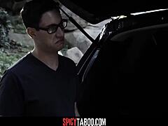 blonde teen 18+ gets naughty lessons from driving instructor in outdoor doggystyle romp