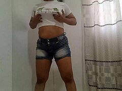 Imagine how tempting my stepdaughter looks dancing seductively, stripping naked with her wet pussy glistening