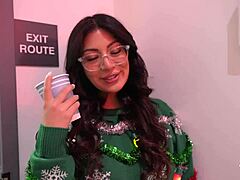 i can't stop moaning as big titty latina coworker rides my cock at the office christmas party desk fuck