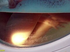 katty west's tight teen pussy throbs with dildo in wet tub play