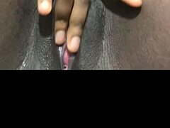 BLACK WET PUSSY spreads HUGE for solo masturbation creampie orgasm at home