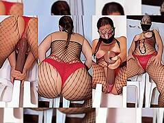 Fat BBW Milf Bitch Rips Clothes Strips Lingerie Plays with Huge Dildo in Red Panties Full Video