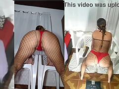 Fat BBW Milf Bitch Rips Clothes Strips Lingerie Plays with Huge Dildo in Red Panties Full Video