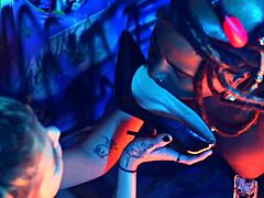 beautiful lesbian gags on deepthroat heels licks feet with nipple clamps