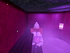 sauna steam rises as hot lady rams her thick cock deep inside me