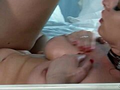 Oiled bimbo's saggy natural tits jiggle from whitezilla's monster cock pounding 💦🍆