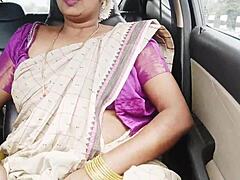 saree indian aunty's big boobs bounce during son-in-law fuck with telugu dirty talk