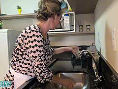 My naughty grandma got double penetrated by my friends at home!