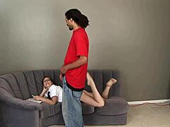 Black stepdad pounds white teen stepdaughter pussy with monster cock