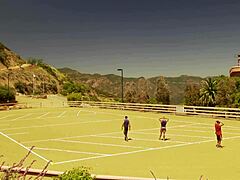 Can you believe Eva Angelina deepthroats thick dick then fucks it outdoors in stockings with anal fingering and gaping?