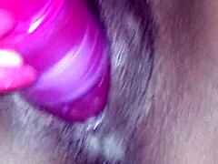 Ex ebony girlfriend vibes her pussy then slurps my cock