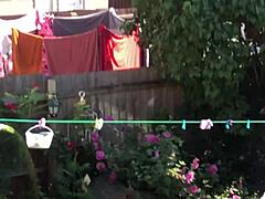 sexy neighbor's saggy big tits and fat ass beg for sneaky feet worship fuck