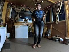 Face-fucking curvy mommy in tight jeans ends with hot cum play preview!