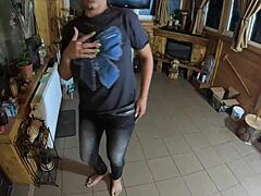 Face-fucking curvy mommy in tight jeans ends with hot cum play preview!