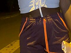 Brazilian neighbor flashes sexy ass outdoors after street persuasion