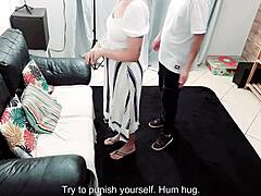 bad cleaning lady spanked fucked cum facial in garage