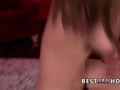 iroha suzumura's meaty asian tits get tittyfucked in uncensored jav 3some creampie orgy