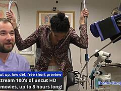 Dr Tampa Inspects Curly Latex Babe's Big Tits Ass in Handcuffs