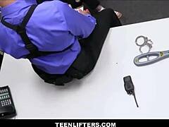 skinny small tits brunette teen lifter athena heart gets clothes ripped cavity searched and fucked by big cock officer calvin hardy at shop