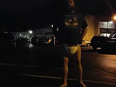 Outside WEARING Very Thick Diaper with MONSTER COCK Lover