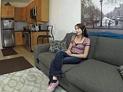 Skinny Slut Gracie Mayy Gags Hard on Massive Cock Deepthroat Casting