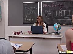 Big Tits MILF Teacher Threesome with Petite Teen Students BBC!