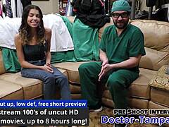 dr tampa straps aria nicole in latex gloves for intense backstage pussy spreading procedure