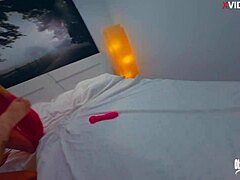 Amateur husband and wife masturbate together stroking cock rubbing pussy in homemade clip