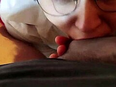 i'm tryin to deepthroat this monster cock but nerd girl's chokin til facial cumshot hits