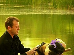 a beautiful girl with small tits rode a strong man hard on the boat