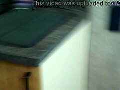 hubby films doggystyle fucking mature wife in kitchen pantyhose closeup