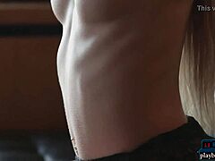 damn check out this tiny russian blonde teen stripping her shaved pussy and posing those small tits