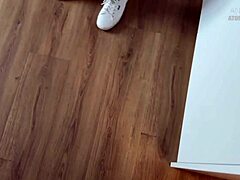 Mistress Annalisa's Footjob Forces Slave's Explosive Cum