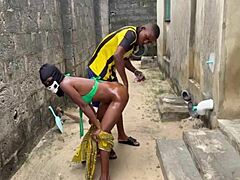 black pussy squirts endlessly riding harveyxbush's huge cock doggystyle backstage