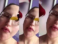 wanna hear me chew this huge food messily with glasses on?