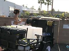 Damn this brunette milf rides that cock so tight on sofa cowgirl 😍 cum on tits