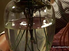 Bound big ass lesbian slave bent over takes mistress strapon domination to orgasm