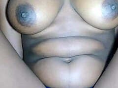 African babe fucks pussy hard until she cums shaking